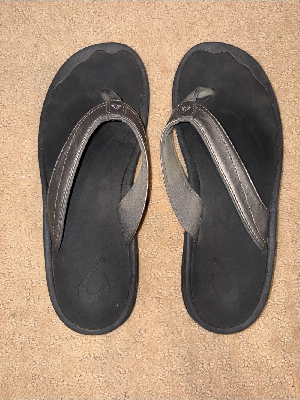 OluKai Black, Gray, and Brown Women's Thong Sandals